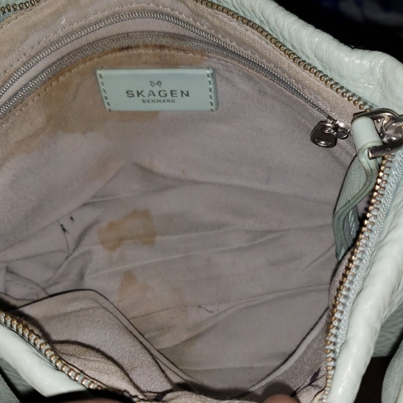 SKAGEN DENMARK 🇩🇰 SEAFOAM  PEBBLED LEATHER CROSSBODY OS - Picture 3 of 7